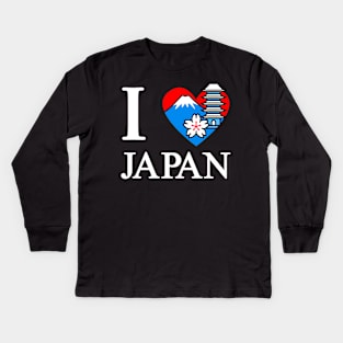 I Love Japan Travel Asian Vacation Slogan Souvenir Kids Long Sleeve T-Shirt